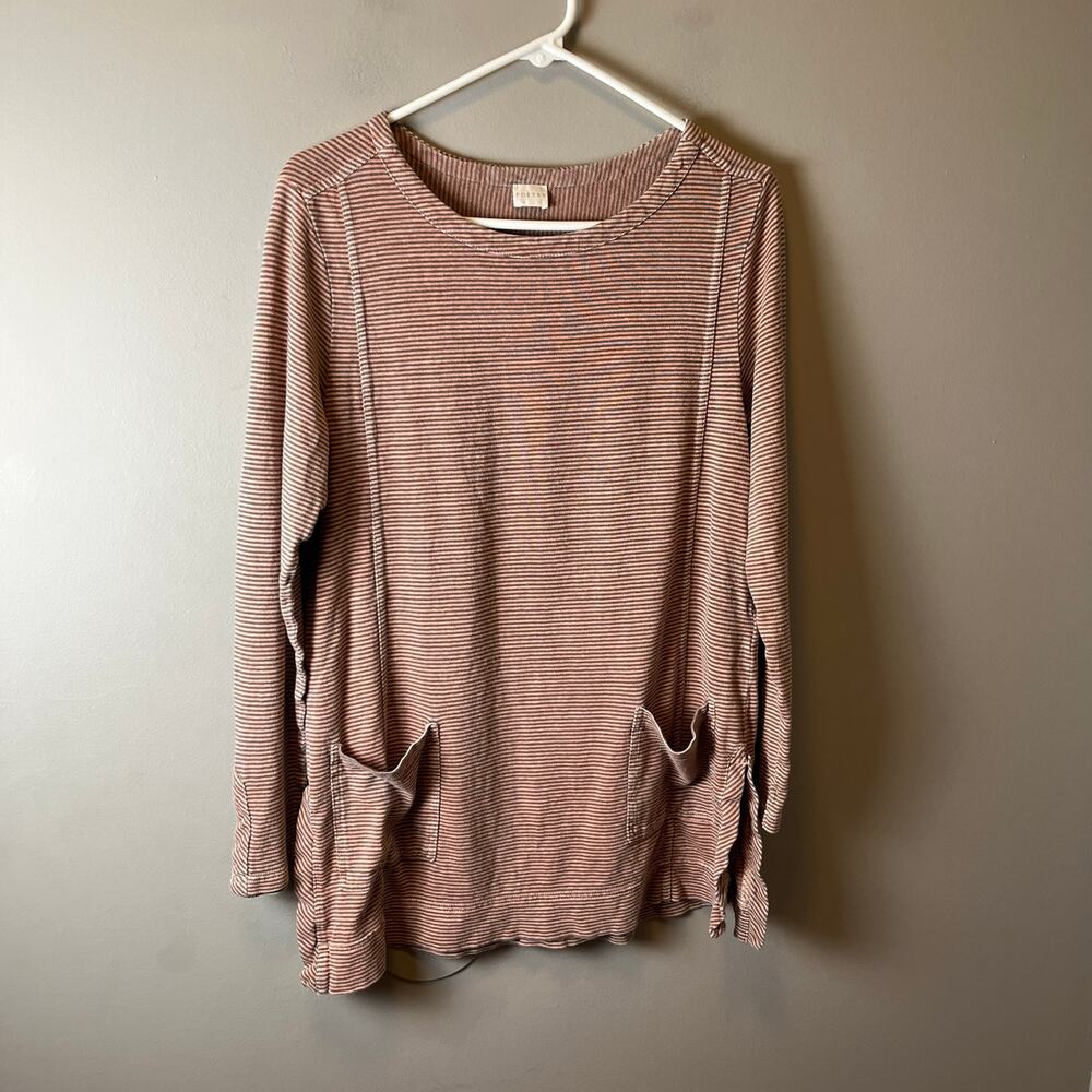 Poetry Striped Hemp & Organic Cotton Hemp Relaxed Long Sleeve Tunic‎ Top Size 6